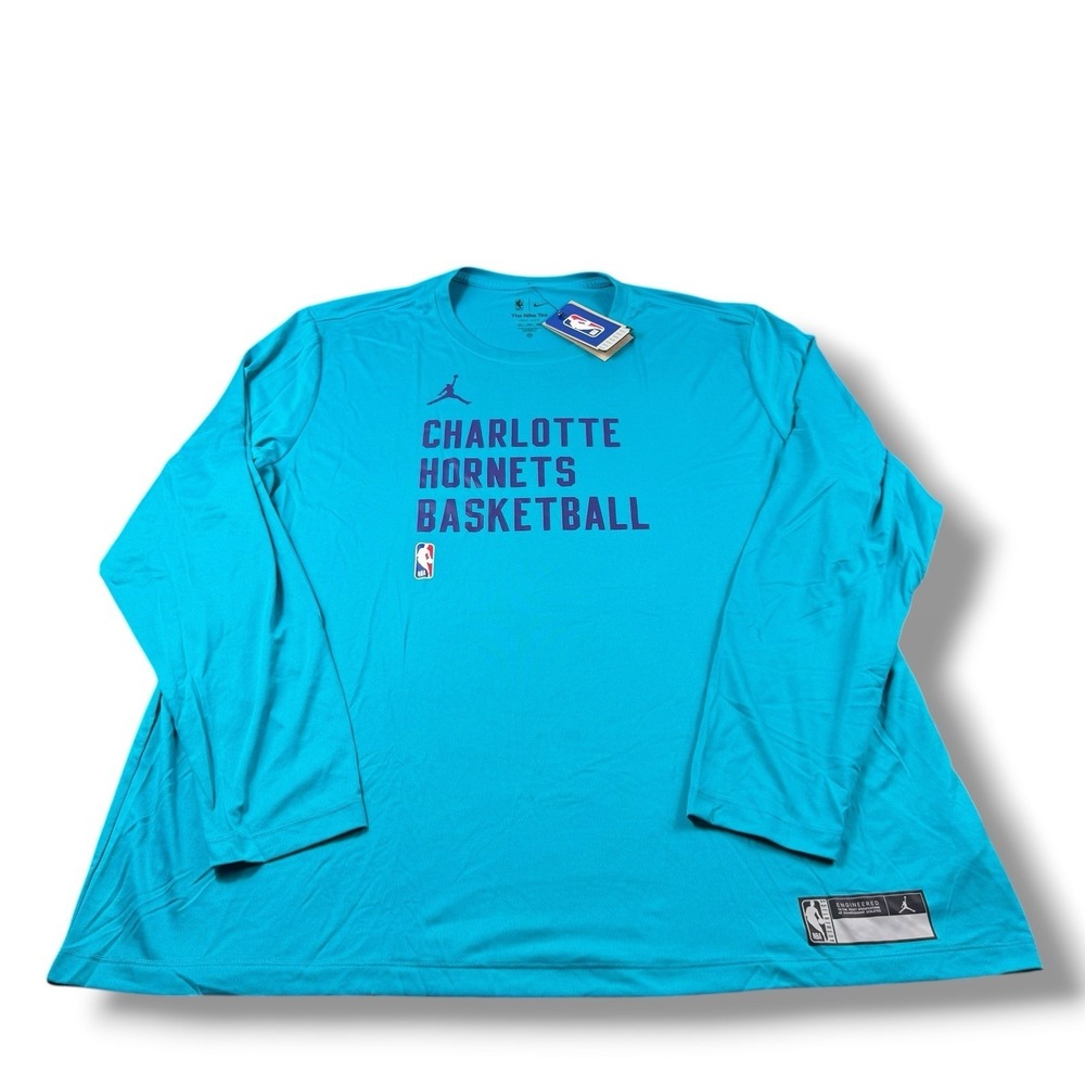 NWT Nike Air Jordan NBA Charlotte Hornets On-Court L/S Dri-Fit T-Shirt Sz 2XL